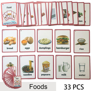 Children Baby English Learning Word Card Pocket Flash  Learning Montessori Educational Toys Word Table Game Card for kids