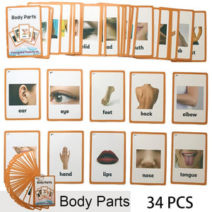 Children Baby English Learning Word Card Pocket Flash  Learning Montessori Educational Toys Word Table Game Card for kids